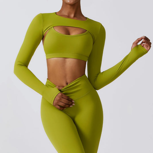 Long Sleeve Breathable Crop Top